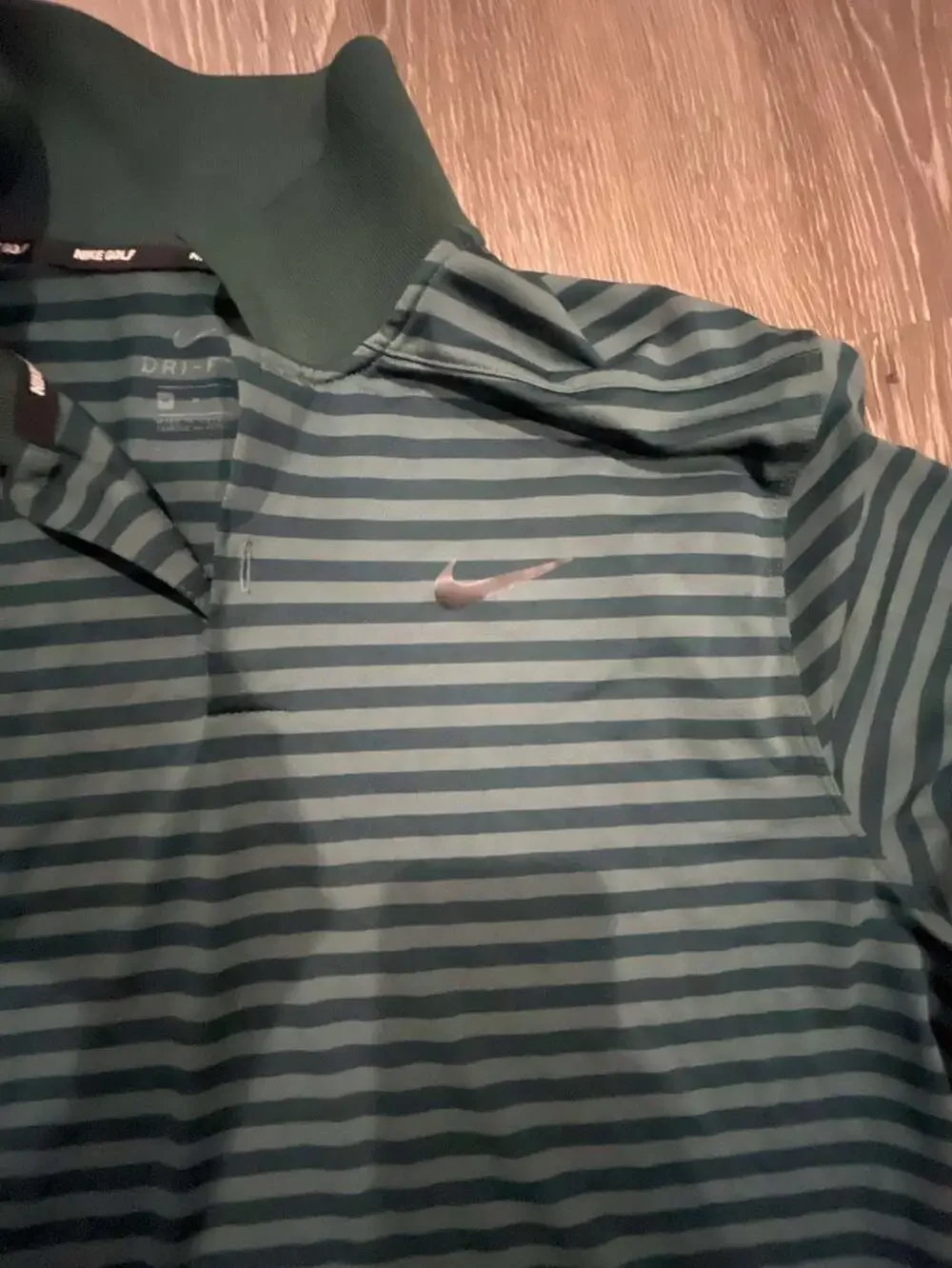 Size M Nike Golf Dri-FIT Men's Short Sleeve Striped Polo Shirt Dark Green